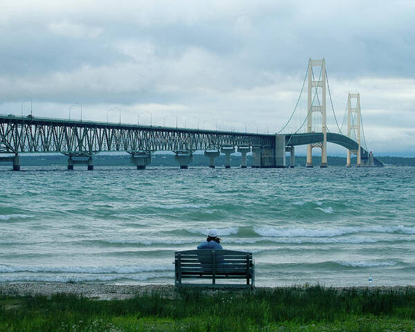 Mackinac Bridge Poster featuring the photograph Clouds over Mackinac Bridge by Rich S