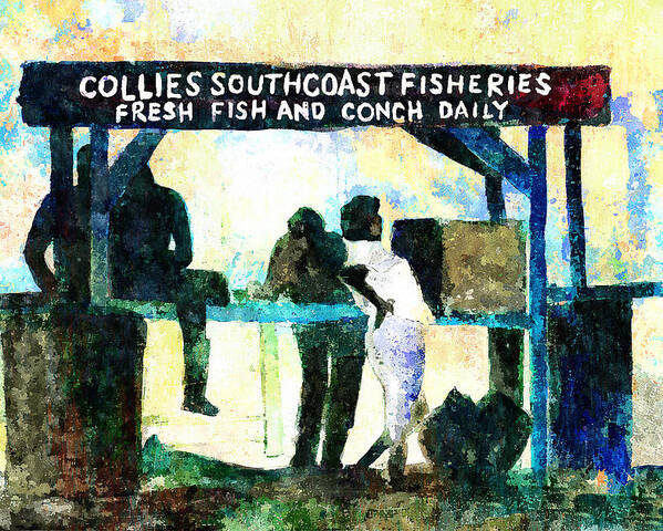 Watercolor Poster featuring the painting Collies Southcoast Fisheries by Rick Mosher