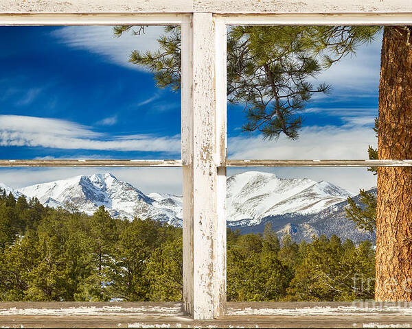 Window Poster featuring the photograph Colorado Rocky Mountain Rustic Window View by James BO Insogna