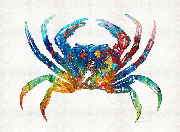 Crab Poster featuring the painting Colorful Crab Art by Sharon Cummings by Sharon Cummings