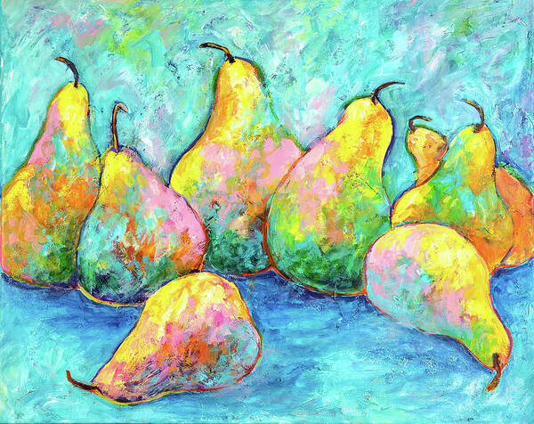 Pears Poster featuring the painting Colorful Pears by Sally Quillin