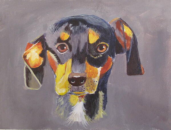 Pets Poster featuring the painting Dachshund by Kathie Camara