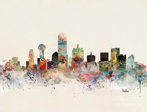 Dallas Poster featuring the painting Dallas Skyline by Bri Buckley