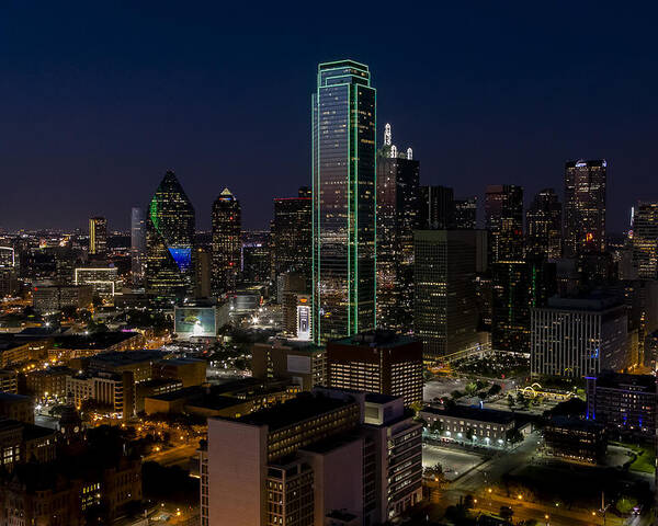 Dallas Poster featuring the photograph Dallas Skyline Evening glow by Andy Myatt