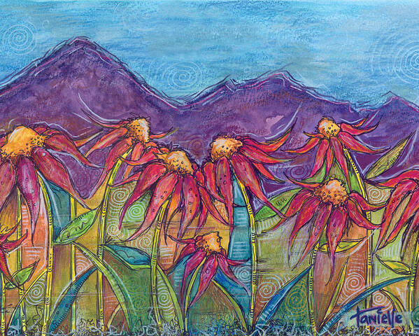 Nature Poster featuring the painting Dancing Flowers by Tanielle Childers