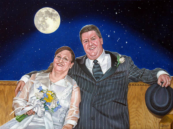 Dave Poster featuring the painting Dave and Sue in oil painting by Christopher Shellhammer