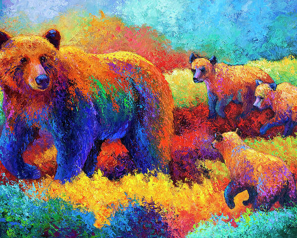 Bear Bears Poster featuring the painting Denali Family by Marion Rose