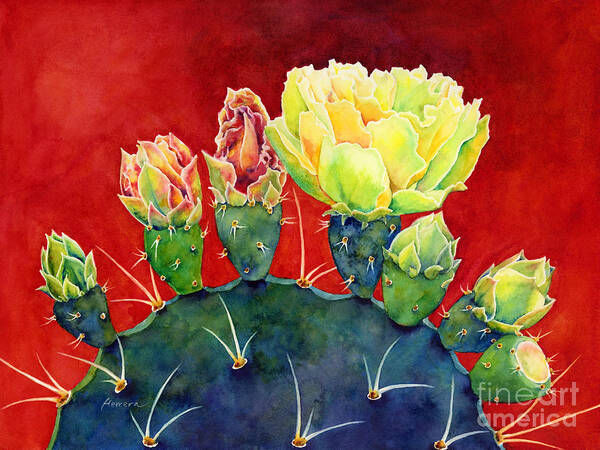 Cactus Poster featuring the painting Desert Bloom 3 by Hailey E Herrera