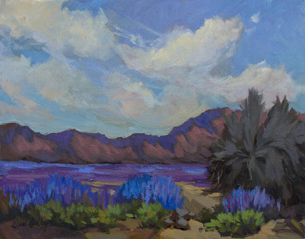 Desert Poster featuring the painting Desert Lupines in Bloom by Diane McClary