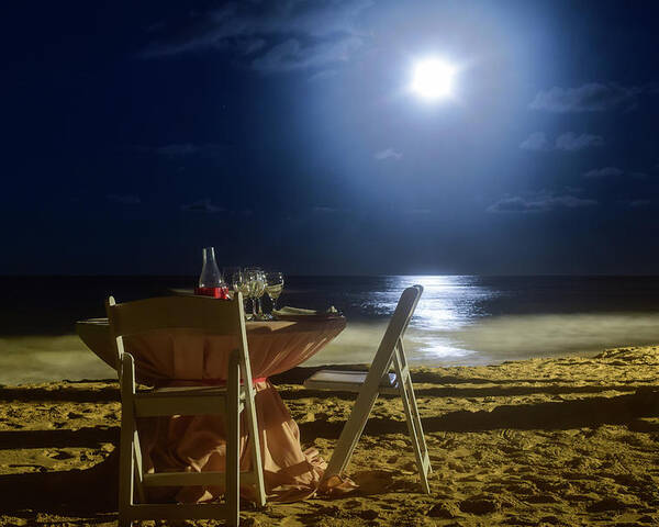 Punta Cana Poster featuring the photograph Dinner for Two in the Moonlight by Nicole Lloyd