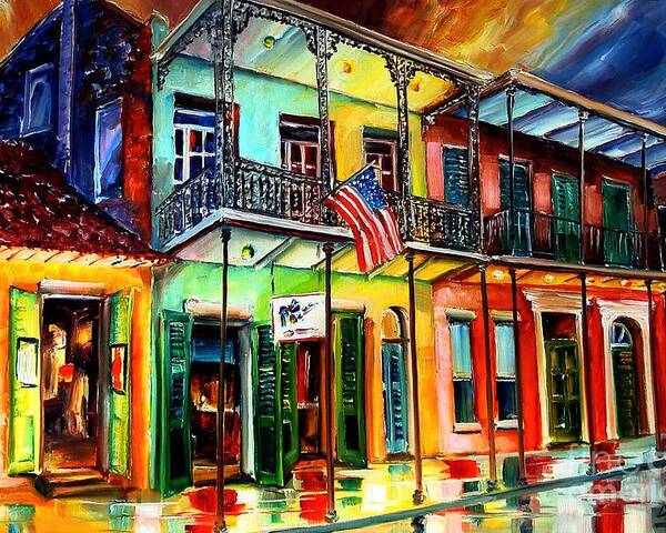 New Orleans Poster featuring the painting Down on Bourbon Street by Diane Millsap