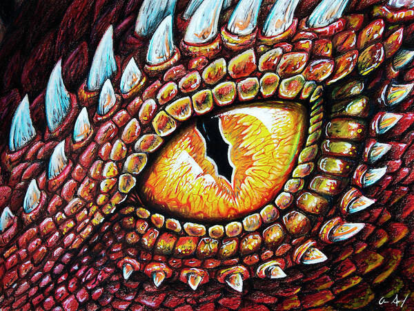 Dragon Poster featuring the drawing Dragon Eye by Aaron Spong
