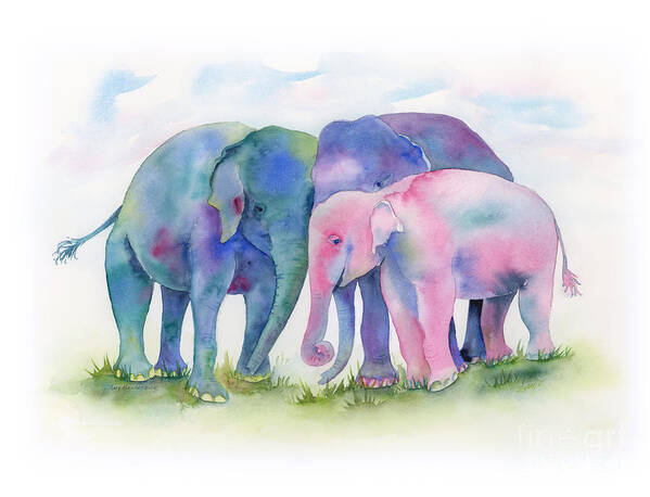 Elephant Poster featuring the painting Elephant Hug by Amy Kirkpatrick