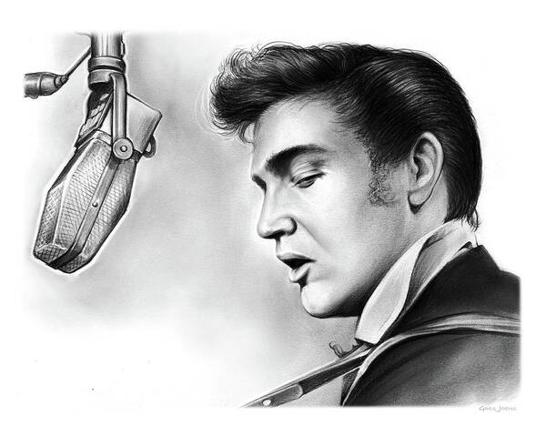 Elvis Poster featuring the drawing Elvis Presley by Greg Joens