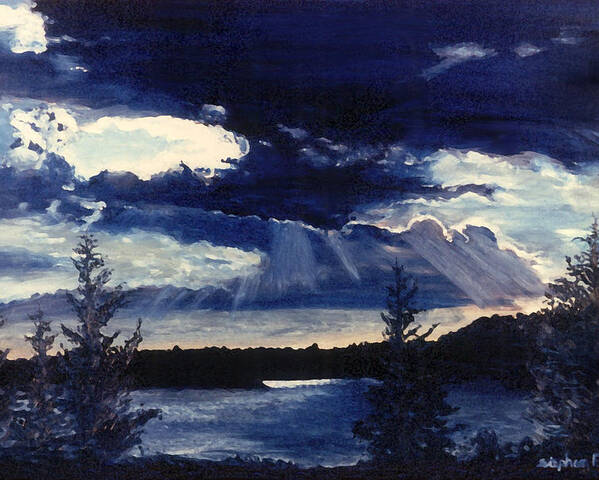Landscape Poster featuring the painting Evening Lake by Steve Karol
