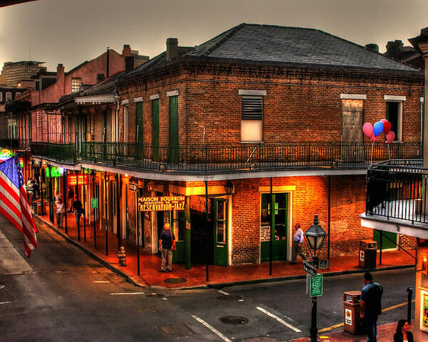 New Orleans Poster featuring the photograph Evening on Bourbon by Greg and Chrystal Mimbs