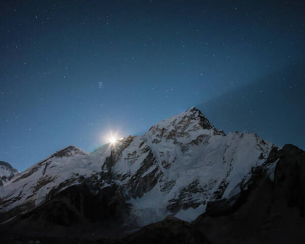 Nepal Poster featuring the photograph Everest Supermoon by Owen Weber