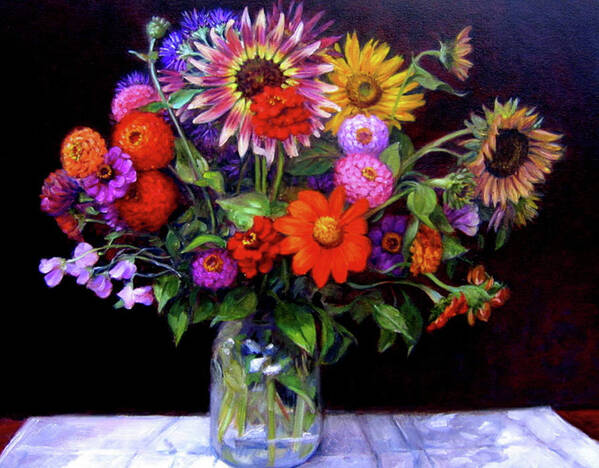 Floral Bouquet Poster featuring the painting Fall Bouquet by Marie Witte