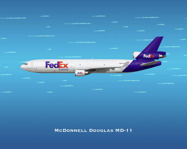 Fedex Poster featuring the digital art FedEx McDonnell Douglas MD-11 by Airpower Art