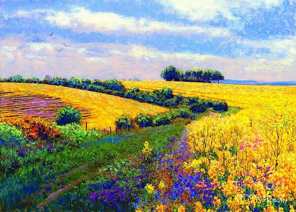 Landscape Poster featuring the painting Fields of Gold by Jane Small