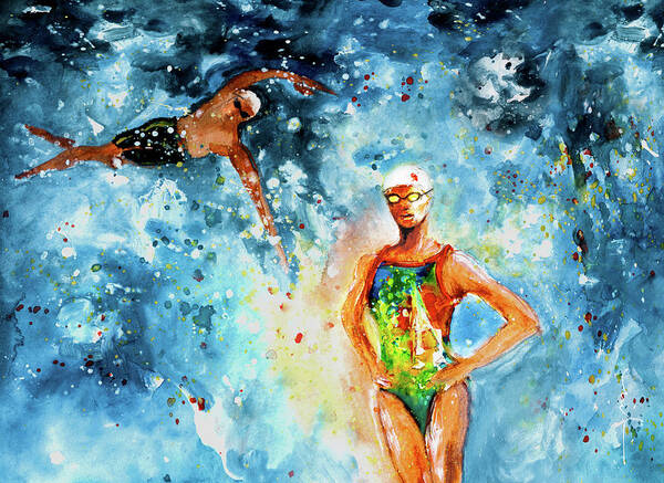 Sports Poster featuring the painting Fighting Back by Miki De Goodaboom