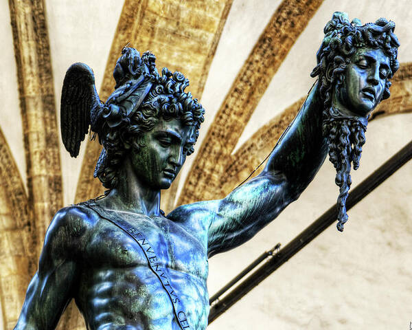 Perseus And Medusa Poster featuring the photograph Florence - Perseus in the Loggia - detail by Weston Westmoreland