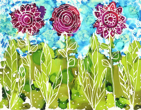 Flowers Poster featuring the painting Flower Power by Kathryn Riley Parker
