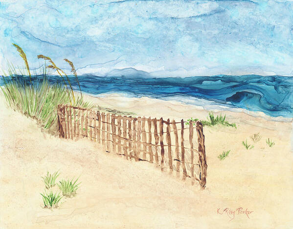 Landscape Poster featuring the painting Folly Field Fence by Kathryn Riley Parker