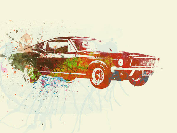 Ford Mustang Poster featuring the painting Ford Mustang Watercolor by Naxart Studio