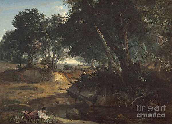 Jean-baptiste-camille Corot Poster featuring the painting Forest Of Fontainebleau by Jean-baptiste-camille Corot