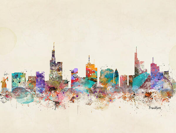 Frankfurt Poster featuring the painting Frankfurt Germany Skyline by Bri Buckley