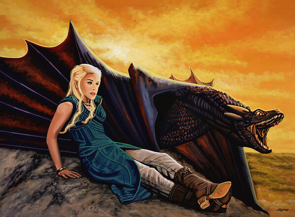 Daenerys Poster featuring the painting Game Of Thrones Painting by Paul Meijering