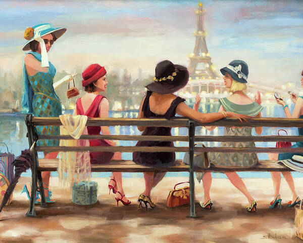 Paris Poster featuring the painting Girls Day Out by Steve Henderson