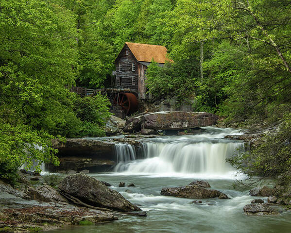 Landscape Poster featuring the photograph Glade Creek Grist Mill in May by Chris Berrier