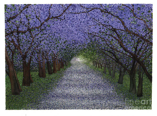 Jacaranda Poster featuring the painting Glade - Jacaranda Trees in Spring by Hilda Wagner