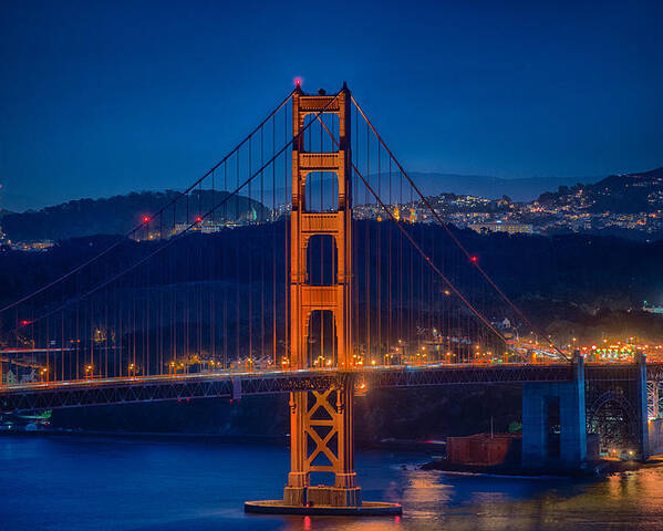 Golden Gate Bridge Poster featuring the photograph Golden Gate Bridge Blue Hour by Paul Freidlund