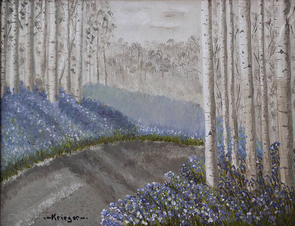 Grayscale Poster featuring the painting Grayscale Bluebells by Stephen Krieger