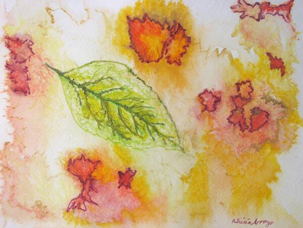 Nature Poster featuring the painting Green Leaf of Fall by Patricia Arroyo
