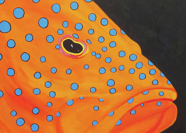 Grouper Poster featuring the painting Grouper Head by Anne Marie Brown