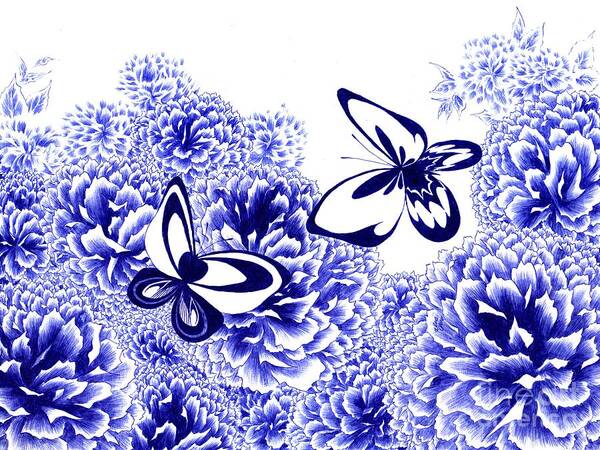 Butterflies Poster featuring the drawing Harmony by Alice Chen