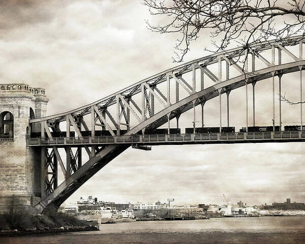 Hellgate Bridge Poster featuring the photograph Hellgate Bridge in Sepia by Cate Franklyn