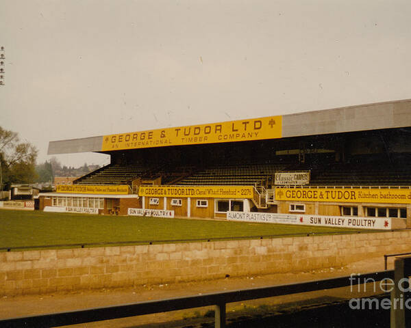  Poster featuring the photograph Hereford United - Edgar Street - Merton Stand 2 - 1980s by Legendary Football Grounds