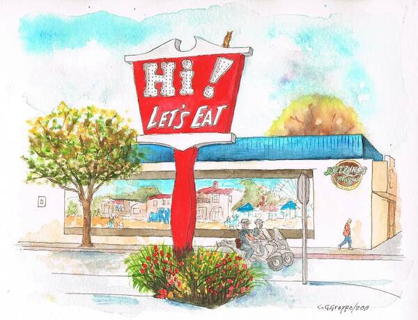 Coffee Shop Poster featuring the painting Hi Lets Eat Coffee Shop in Lompoc, California by Carlos G Groppa