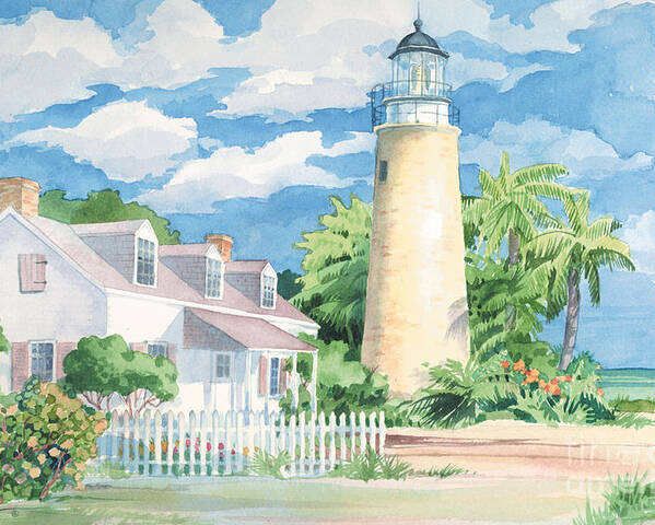 Lighthouse Poster featuring the painting Historic Key West Lighthouse by Paul Brent