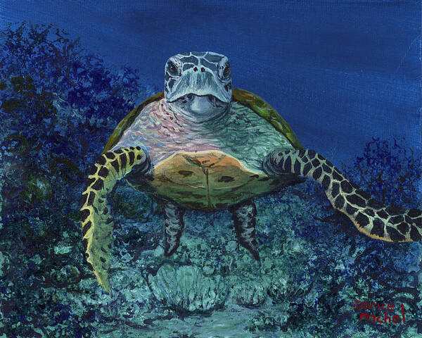 Hawaiian Green Sea Turtle Poster featuring the painting Home Of The Honu by Darice Machel McGuire
