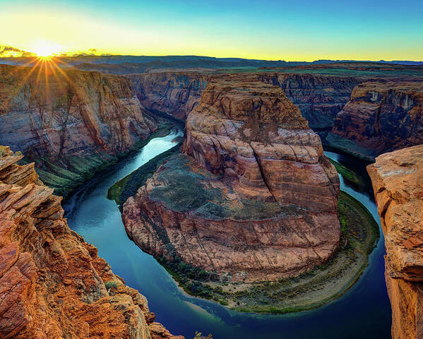 Arizona Poster featuring the photograph Horseshoe Bend Sunset by Raul Rodriguez