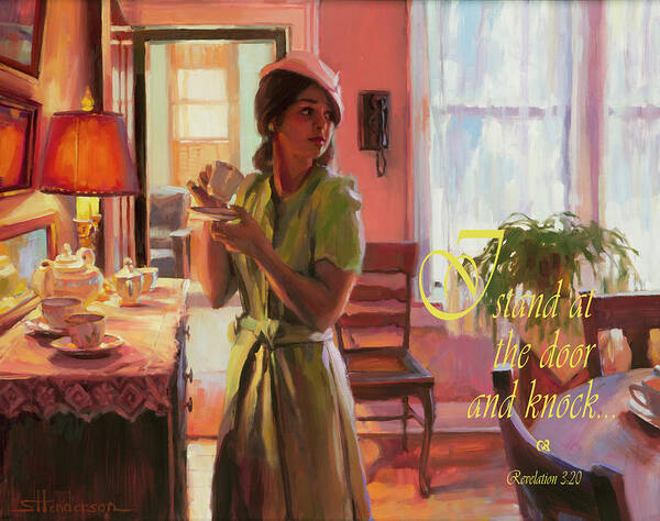 Inspirational Poster featuring the digital art I Stand at the Door and Knock by Steve Henderson