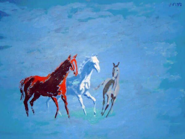 Horses Poster featuring the painting Il futuro ci viene incontro by Enrico Garff