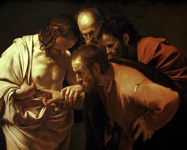 Incredulity Of Saint Thomas Poster featuring the painting Incredulity of Saint Thomas by Michelangelo Caravaggio