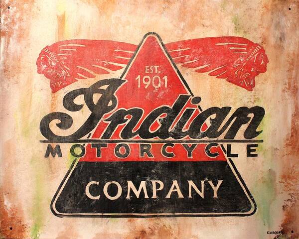 Signs Poster featuring the painting Indian Motorcycles Sign by Karl Wagner